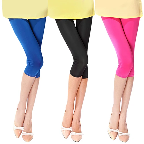 Women's Candy Color Stretchy Cropped Leggings Ultra Thin Shorts Pants | Женская одежда