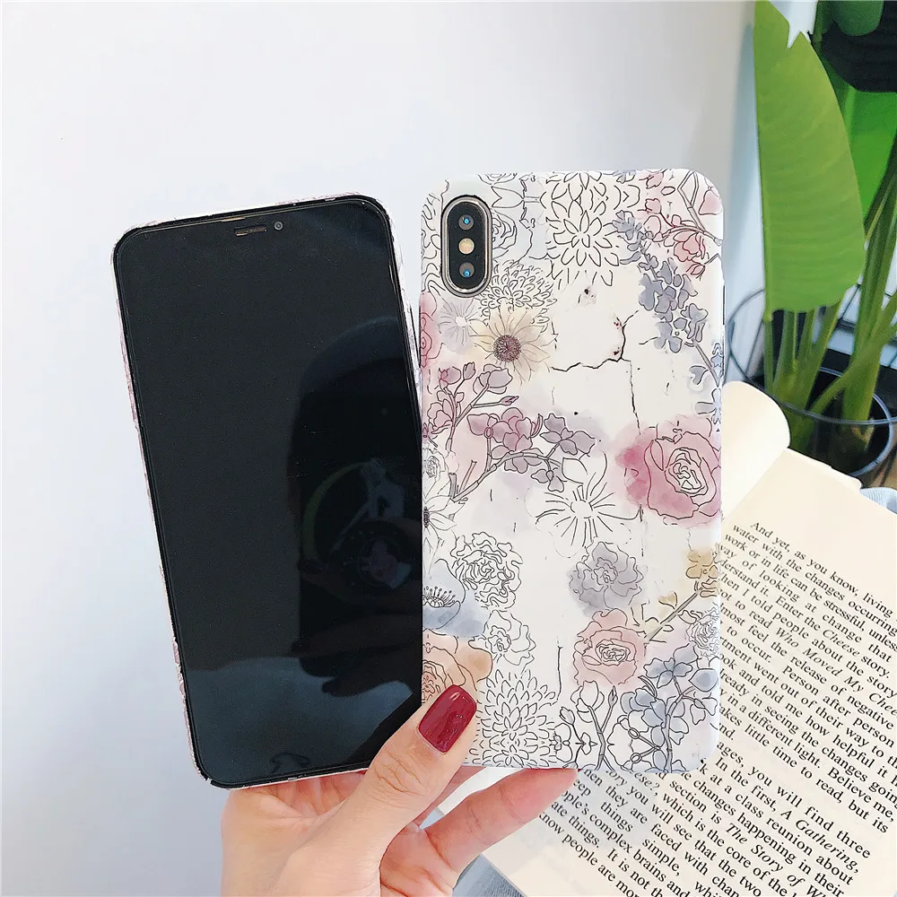 Светящийся цветочный чехол для iPhone 7 ретро Рисунок лист надпись телефона 6 6s 8 Plus X