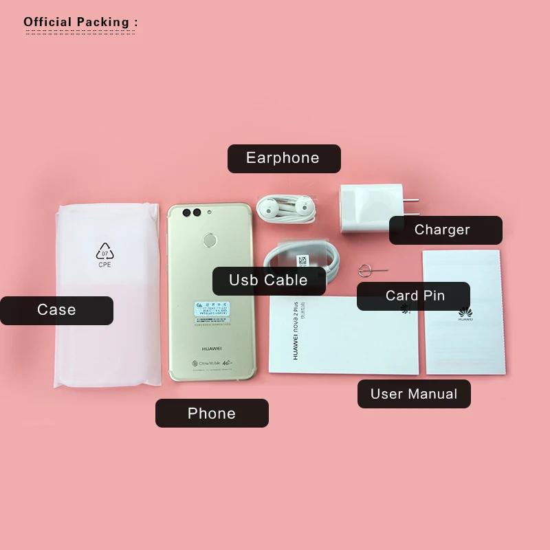 Huawei Nova 2 Plus 4 Гб ОЗУ 128 ПЗУ 5 дюймов Android 7 0 смартфон Kirin 659 Восьмиядерный 20.0MP QuickCharge