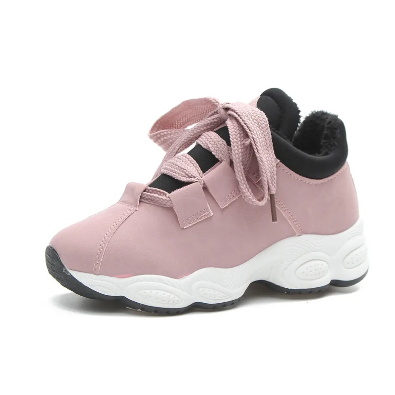 Pink SWONCO/женские зимние кроссовки; коллекция года; кожаная короткая плюшевая теплая обувь для девочек; женская обувь; зимние кроссовки на платформе; повседневная обувь - Цвет: Pink