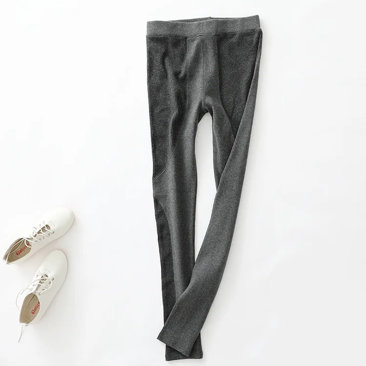 D00559 dark gray Корейские ребристые женские Стрейчевые повседневные хлопковые брюки с высокой эластичной талией, большие размеры, женские Лоскутные узкие брюки-карандаш, леггинсы - Цвет: D00559 dark gray