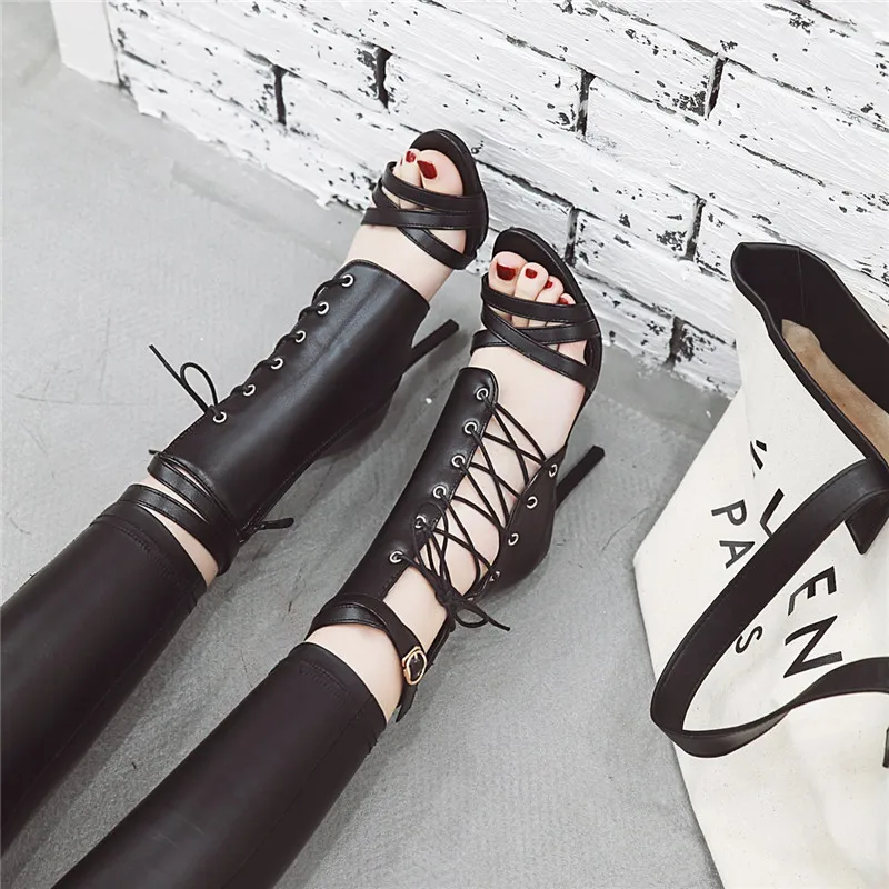 Sexy Strappy Shoes Woman Sandals 2019 Summer 11CM High Heels Sandals Women Gladiator Ankle Cross Strap Shoes Sandalia Feminina