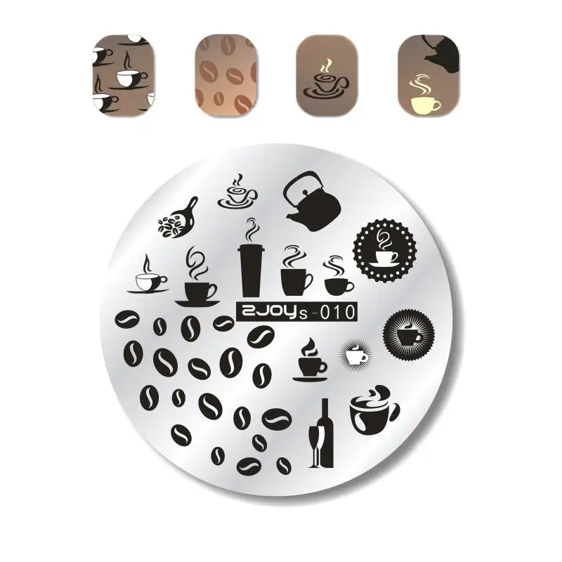

1pc Round Nail Stamping Plate Plant Flower Geometric Feather series 3D DIY Nail Art Image Plate Manicure