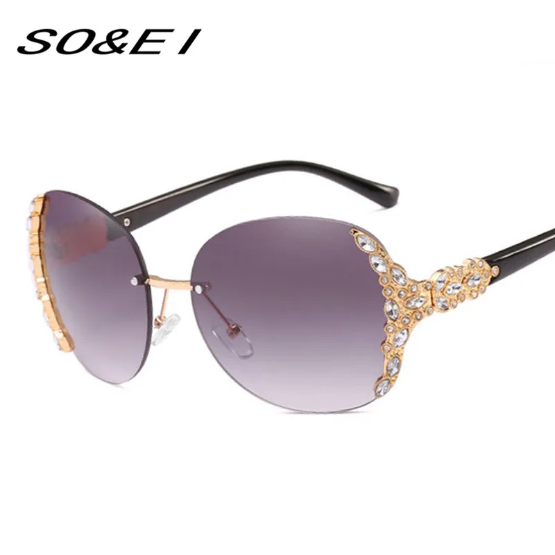 SOEI сезон: весна–лето Стили Кристалл Украшение Oversize без оправы Для Женщин Круглые