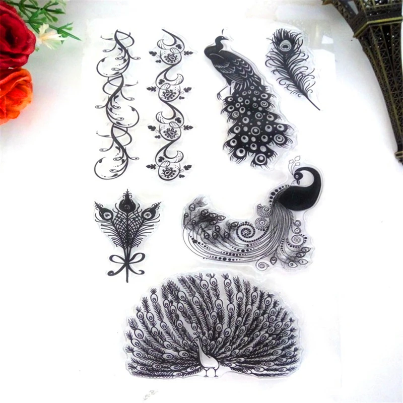 9pcs Random Silicone Flower/Butterfly/Heart Clear Stamps For Craft Supplies Scrapbooking DIY Stempel Klare Card Christmas Decor |