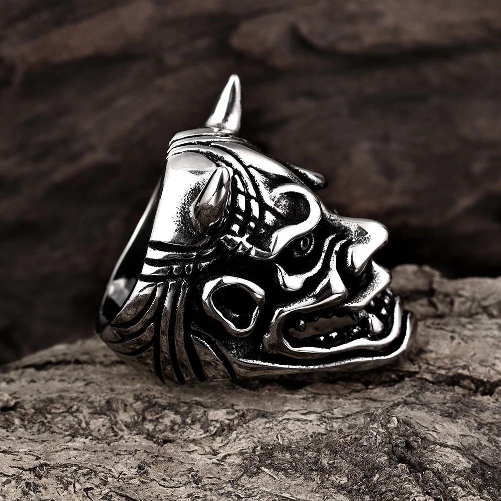 Кольцо из нержавеющей стали с орком в стиле панк эмаль Ретро стиль байкер большие