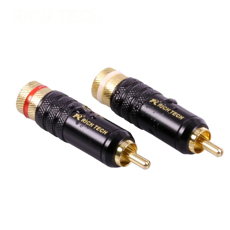 2 шт./лот Позолоченные Медь RCA Plug прочный винты разъема блокировки пайки