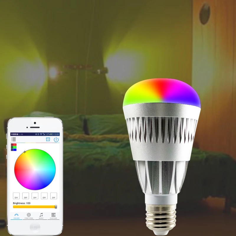 AC100v-AC240v E27 10 Вт RGBW светодиодные лампы bluetooth Беспроводной удаленные 4.0 smart