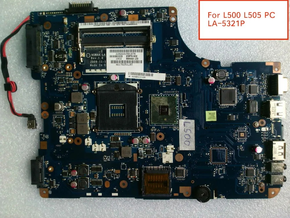 

Free Shipping For Toshiba Satellite L500 L505 LA-5321P K000092540 K000092510 Notebook Motherboard without HDMI port
