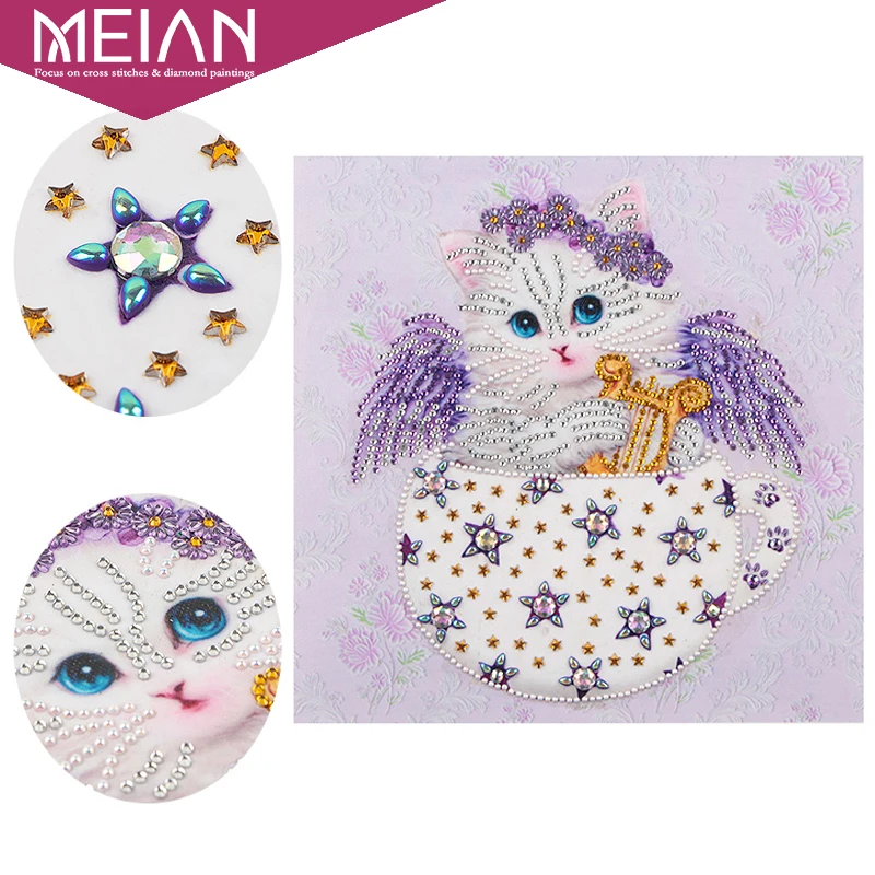 Meian алмазная картина животные DIY Алмазная вышивка мозаика для кошек распродажа