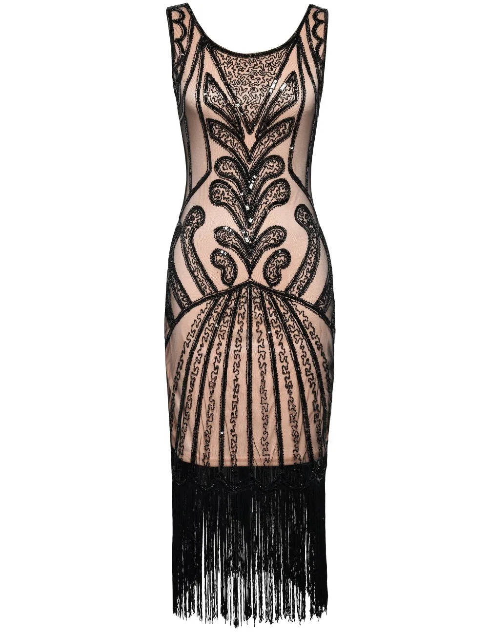 Prettyguide Для женщин 1920 S Винтаж бисер арт-деко Вдохновленный бахромой подол