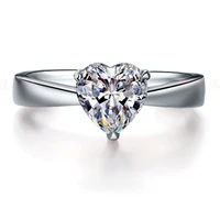 rife 1ct heart shape solitaire diamond ring solid platinum 950 ring engagement jewelry