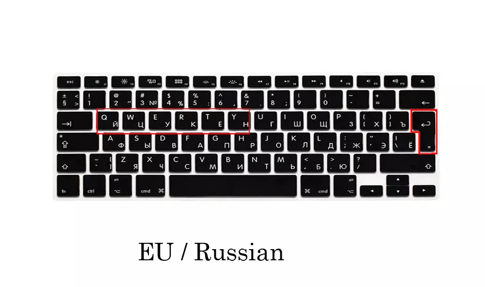 EU Black ЕС/США силиконовый чехол для Macbook Pro retina 13 15 русская клавиатура A1502 A1398 для Macbook retina 13 15 русская крышка клавиатуры - Цвет: EU Black