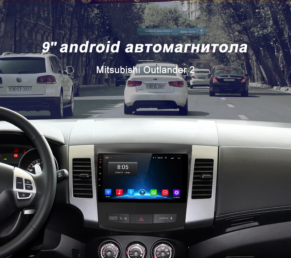 Junsun V1 2 дин магнитола андроид 8.1 навигатором For Mitsubishi Outlander xl 2007 2008 2011 Android 8.1 Штатное Головное устройство для Мицубиси Аутлендер 2 штатная магнитола автомобильная мультимедиа aвтомагнитола 40