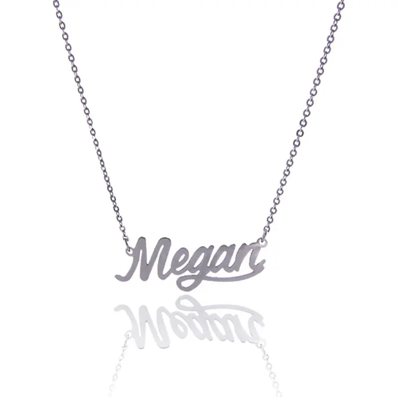 Женское колье с надписью Megan Name золотистого цвета из нержавеющей стали NL2386|letter