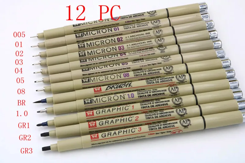 Пигмент Sakura Micron Neelde каллиграфия мягкая кисть для рисования 005 01 02 03 04 05 08 кисть 1,0 гр 1 2 3 тонкие Маркеры Ручка