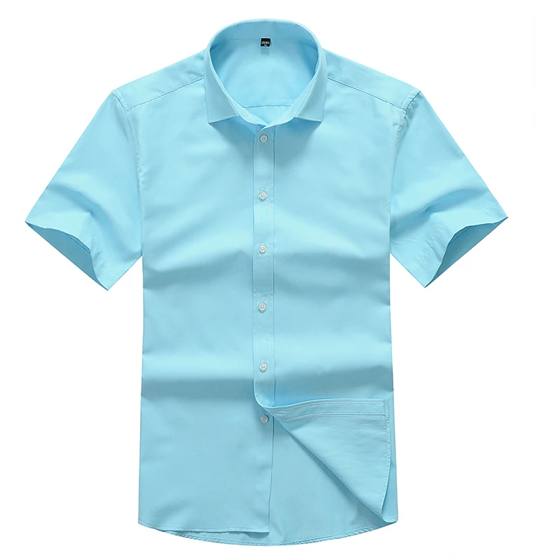 Мужская рубашка с коротким рукавом Camisa Masculina однотонная деловая повседневная