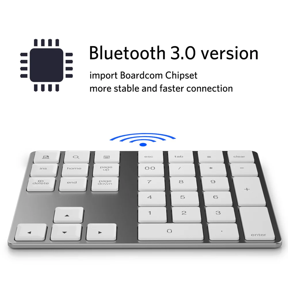 Клавиатура с цифрой Bluetooth и 34 клавиши из алюминиевого сплава для iOS Android @ JH |
