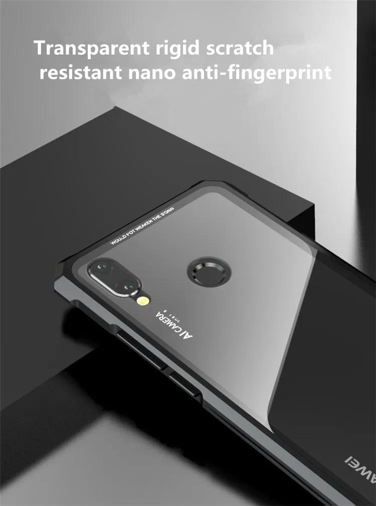 Роскошное Закаленное стекло-Броня чехол для huawei Nova 3 металлический бампер