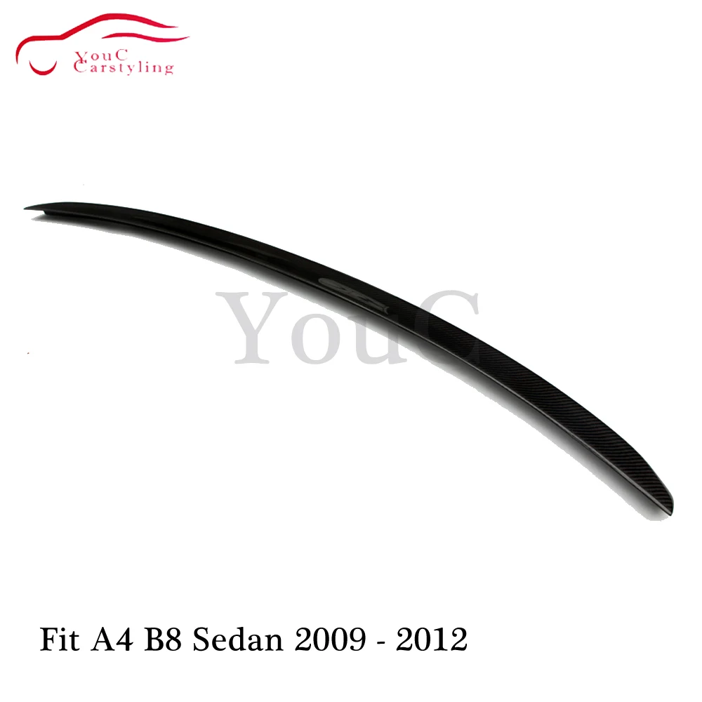 S4 Style Carbon Fiber Rear Spoiler Wing Trunk Boot Lip Splitter for Audi A4 B8 4-door sedan 2009 2010 2011 2012 | Автомобили и