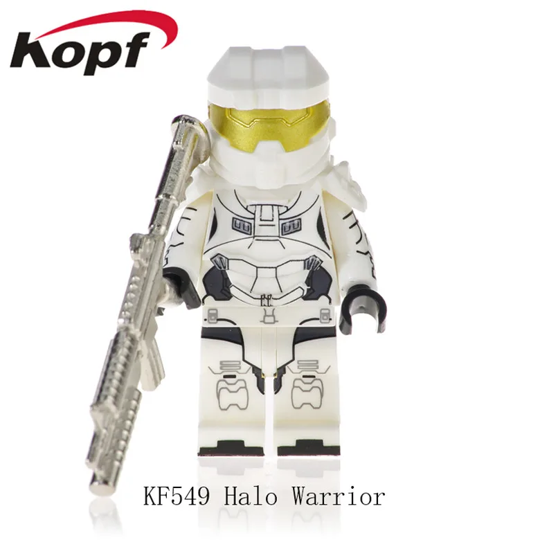 KF549 Without Box KF542 Одиночная строительные блоки Halo Spartan Solider с реальным металлическим оружием кирпичи Экшн фигурки Обучающие Подарочные игрушки для детей - Цвет: KF549 Without Box