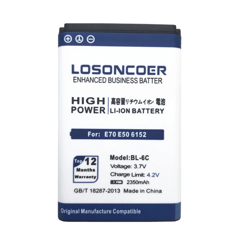 LOSONCOER 2350 мАч BL-6C Высококачественный аккумулятор для Nokia QDA + 2110 2116 2125 2855 2865 E70 6275 6015i