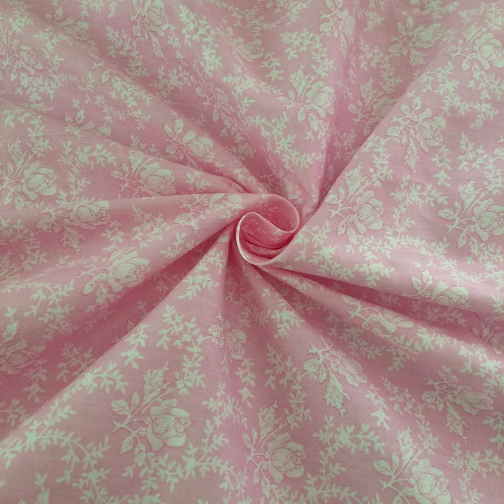 

100% Cotton twill cloth pastoral elegant pink rose floral for DIY apparel crafts clothes dress cushions decor quilting fabrics