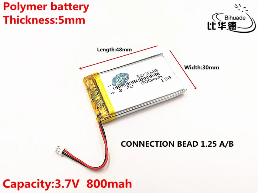 Соединительная бусинка 1 25 A/B 3 7 V 800mAH 503048 полимер литий ионный/литий ионный