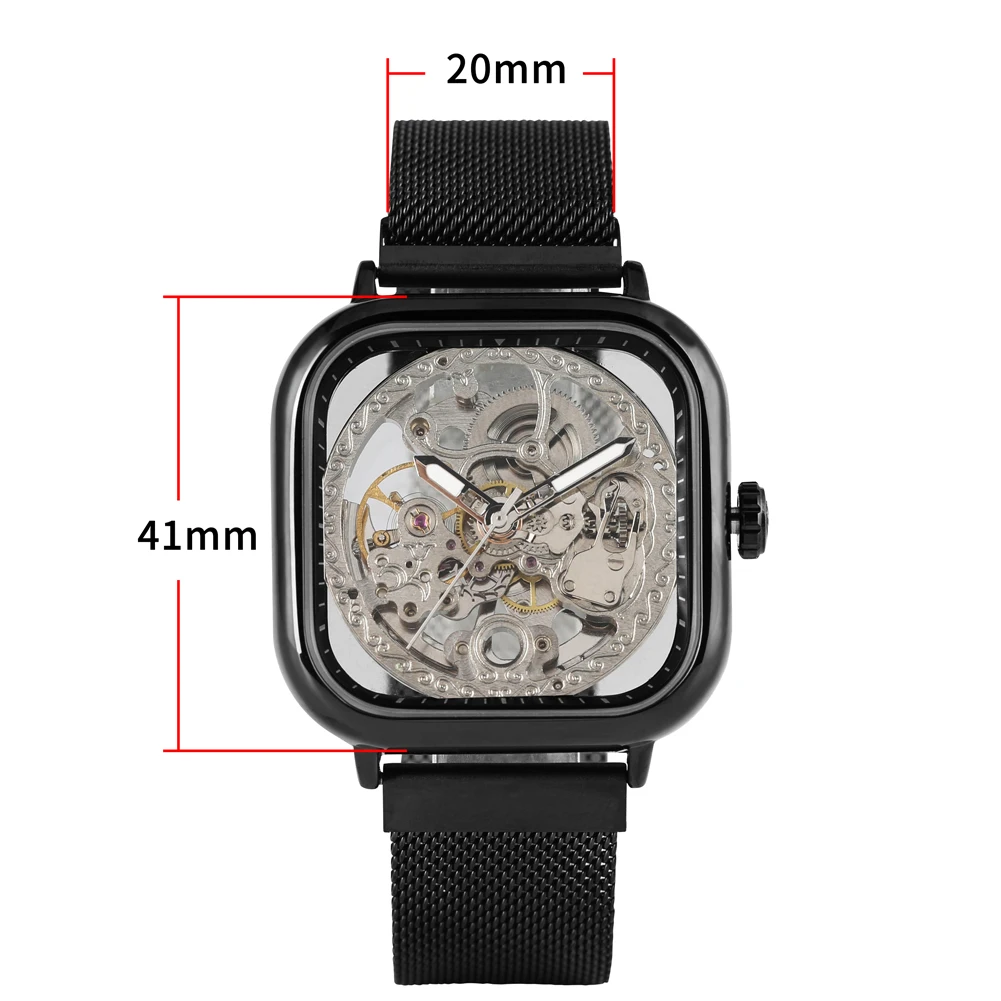 Роскошные механические часы с сетчатым ремешком автоматические индивидуальным