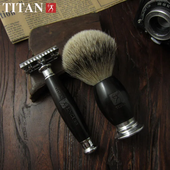Безопасный Набор бритв Titan бритва с деревянной ручкой и подставкой бритвенная