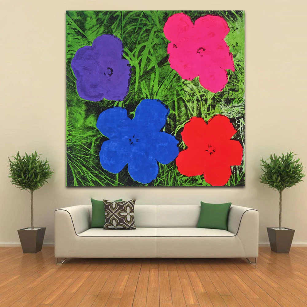 

JQHYART Red Blue And Purple Flower Modern Wall Pictures For Living Room Painting Wall Painting Picture Canvas Art No Frame