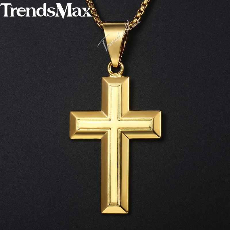 Trendsmax подвеска в виде религиозного Креста ожерелье для мужчин и женщин резные