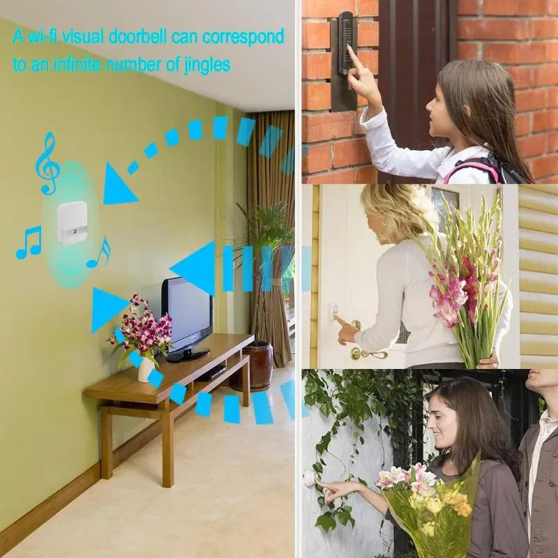 Беспроводной WiFi дверной звонок приемник B10 AC 90 V 250 52 Chimes 110dB Wifi видео камера Низкое