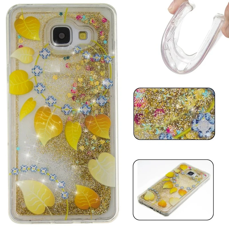 Хит! Блестящий Золотой лист динамический жидкий зыбучий песок жесткий чехол для