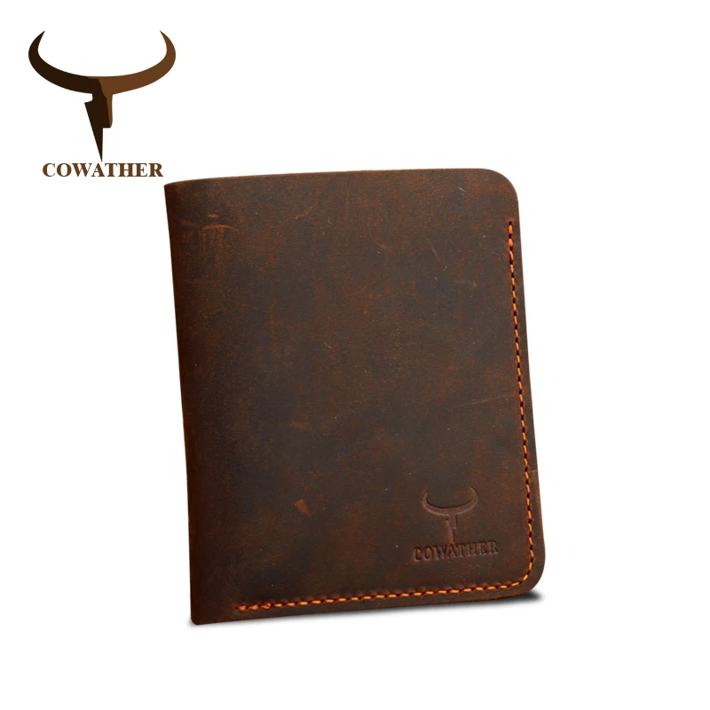 Cowather crazy horse кожа мужчины кошельки vintage подлинная кошелек кожаный для мужчин ковбой верхняя кожа тонкий поставить