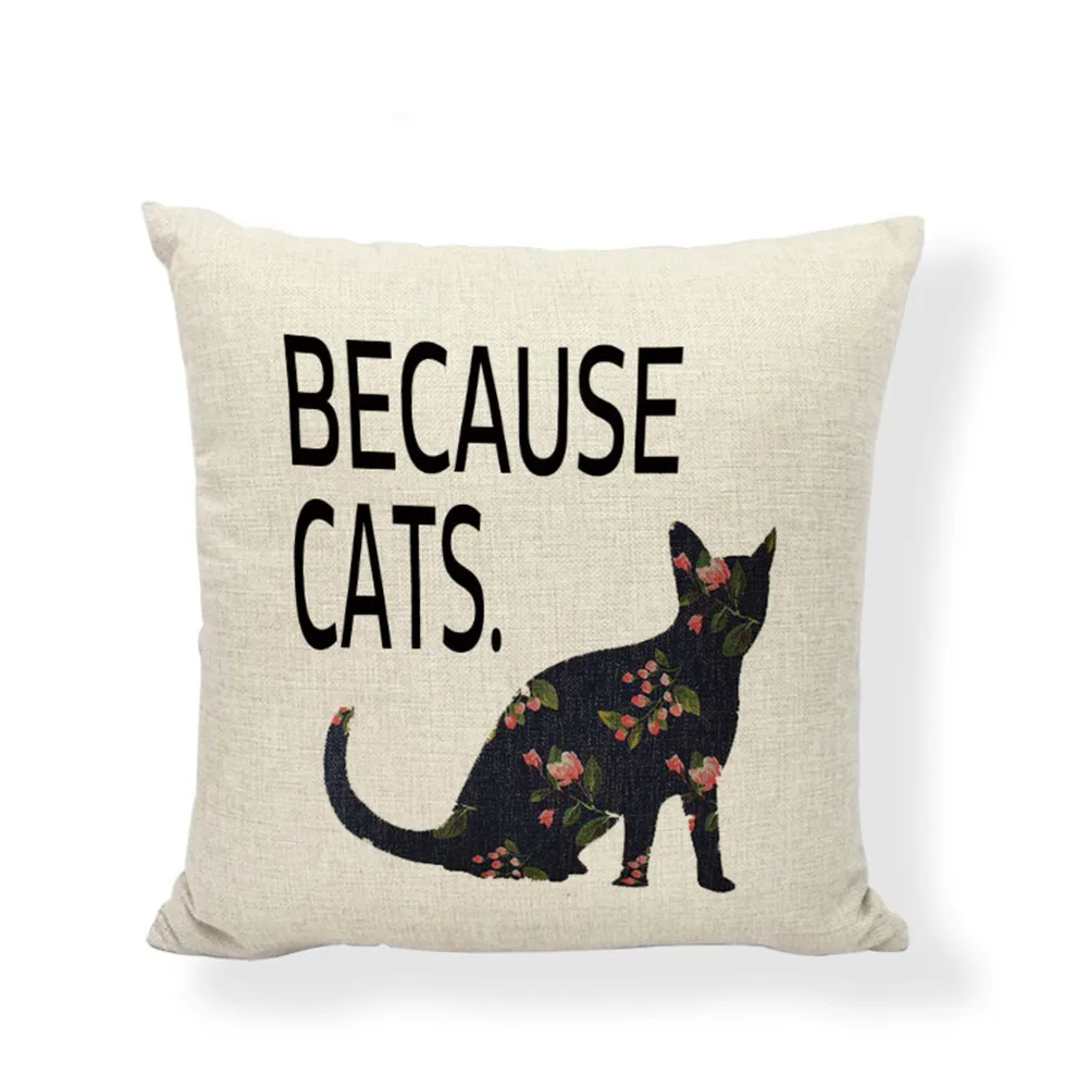 Черно-белая кошка буквы сохраняют спокойствие и любовь подушка в цветочек набор