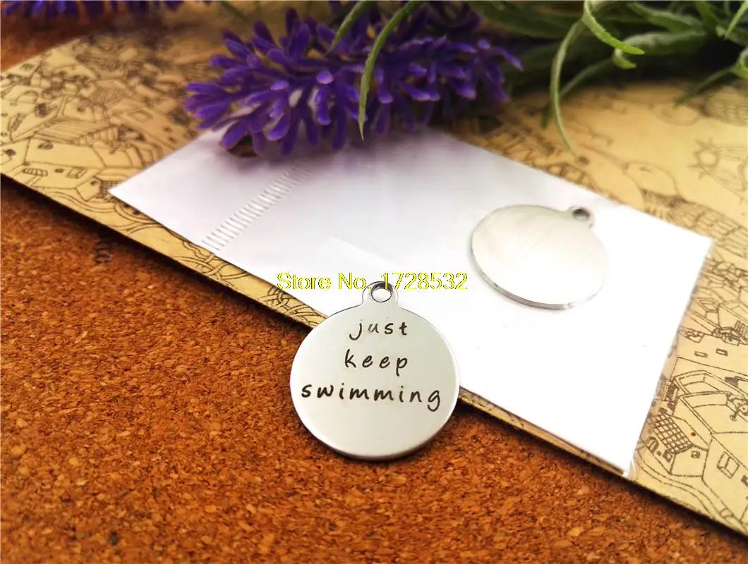 20 шт -- мм круг из нержавеющей стали круглый &quotПросто продолжайте плавать&quot одна