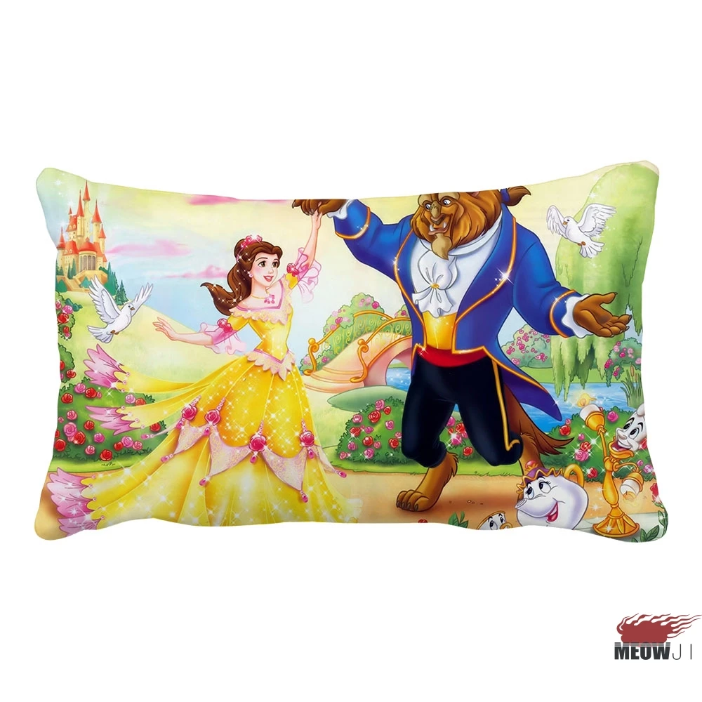 Beauty and The Beast Multi Size Rectangle Throw Pillow Case Free Shipping | Дом и сад