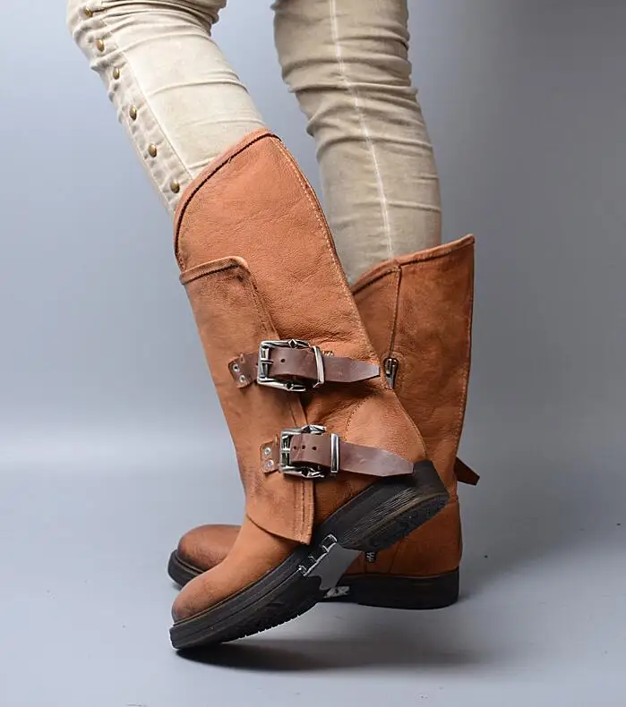 Prova Perfetto женские Ботинки martin натуральная кожа теплая зимняя обувь Botas Feminina мотоциклетные ботинки на низком каблуке с круглым носком