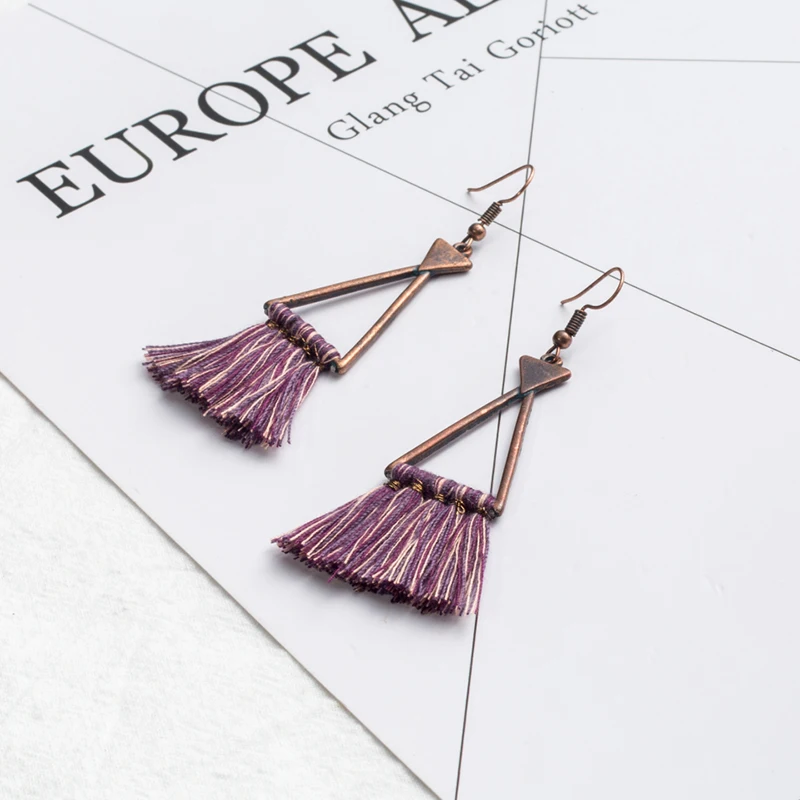 Богемные Винтажные серьги Кисточки Из Сплава Boho Длинные бахромой для женщин