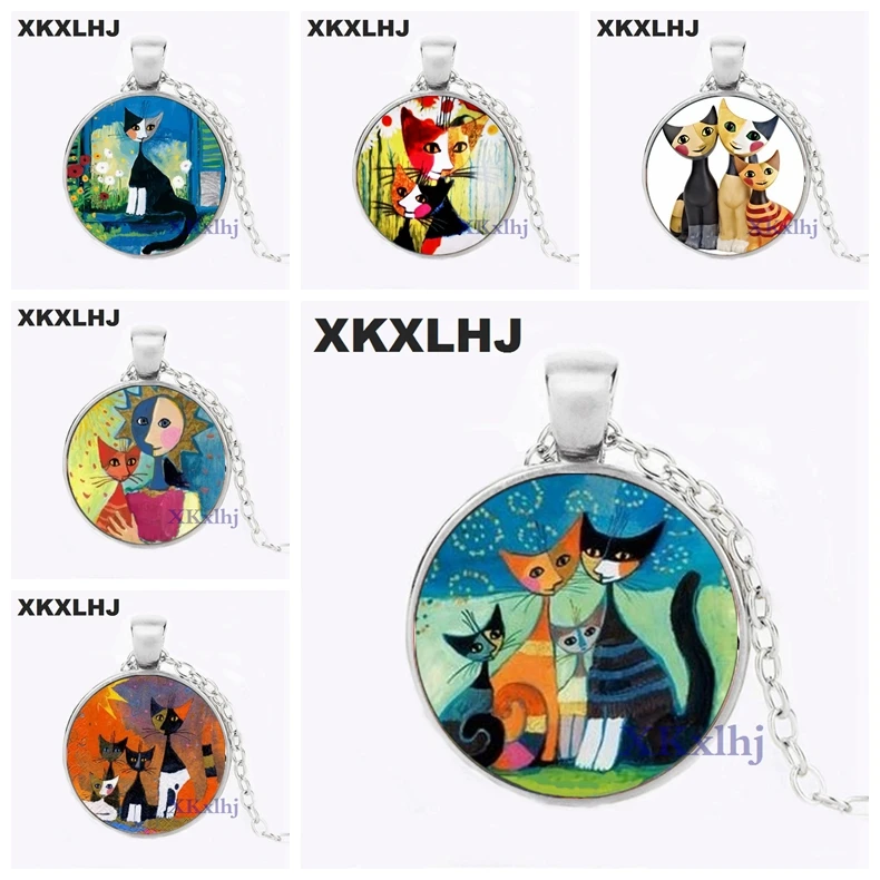 XKXLHJ стеклянный кулон Rosina ожерелье Wachtmeister кошки Страна Чудес ювелирные изделия