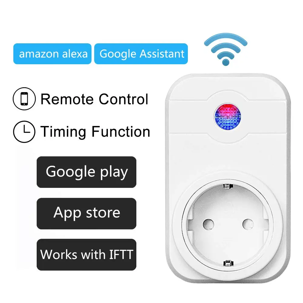 WiFi смарт ЕС Европейский штепсельный переключатель розетка работа w/Alexa Google