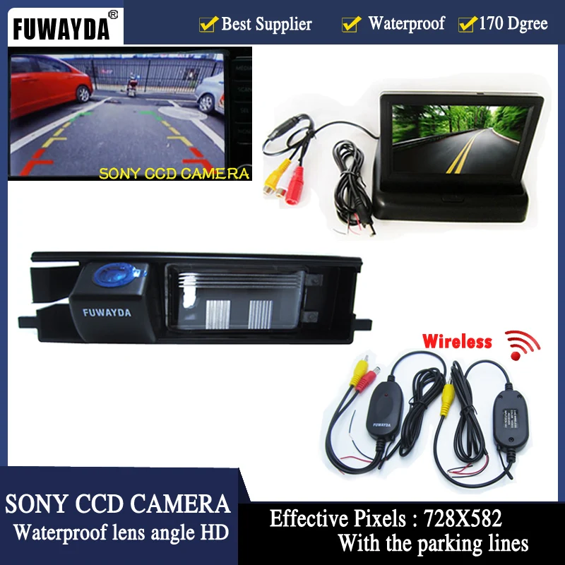

FUWAYDA wirelss SONY CCD Car Rear View Reverse backup with mirror monitor CAMERA for TOYOTA RAV4 2006-2010, 2012 year with lines