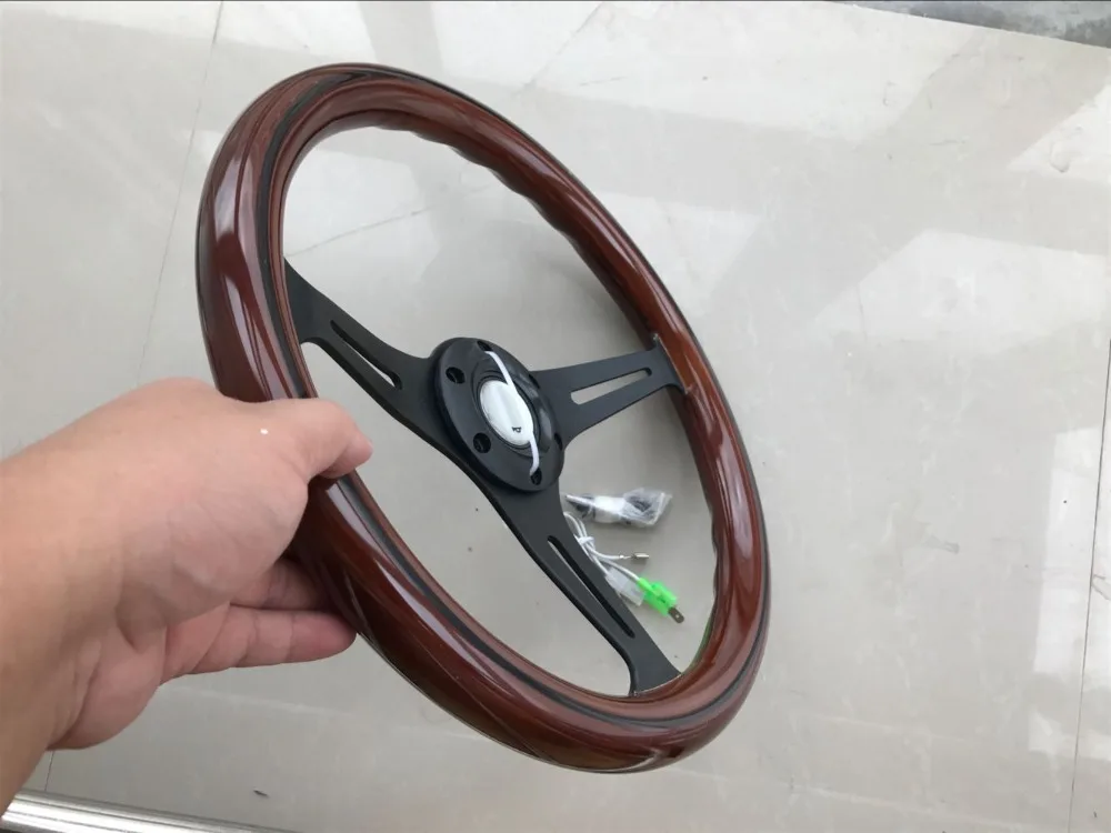 Деревянное рулевое колесо 350 мм 14 дюймов Фиби Гоночное три гонки для VW BMW Honda Mazda и