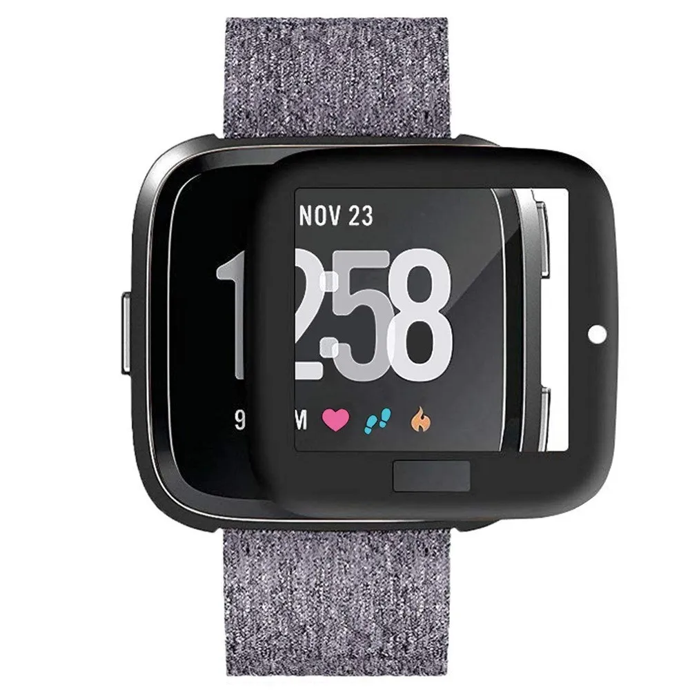 Закаленное стекло VOBERRY для Fitbit часы Versa 1 полное покрытие 3D изогнутая Черная
