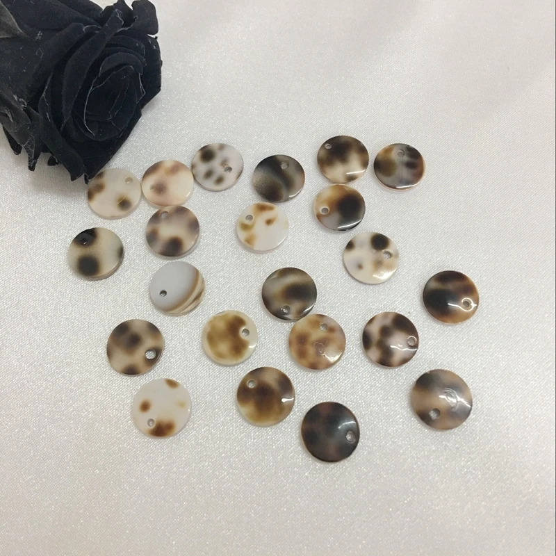 10 мм 40 шт натуральный Тигр Cowrie Shell бусины плоские круглые формы камень ювелирные