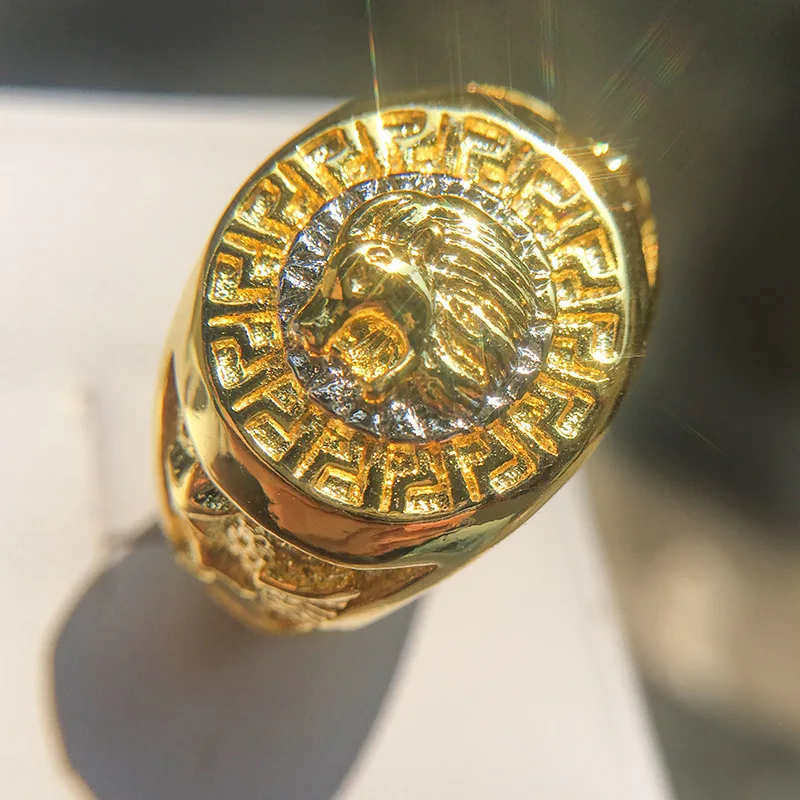 Горячая Распродажа серебряное золотистое кольцо в стиле хип-хоп с головой льва