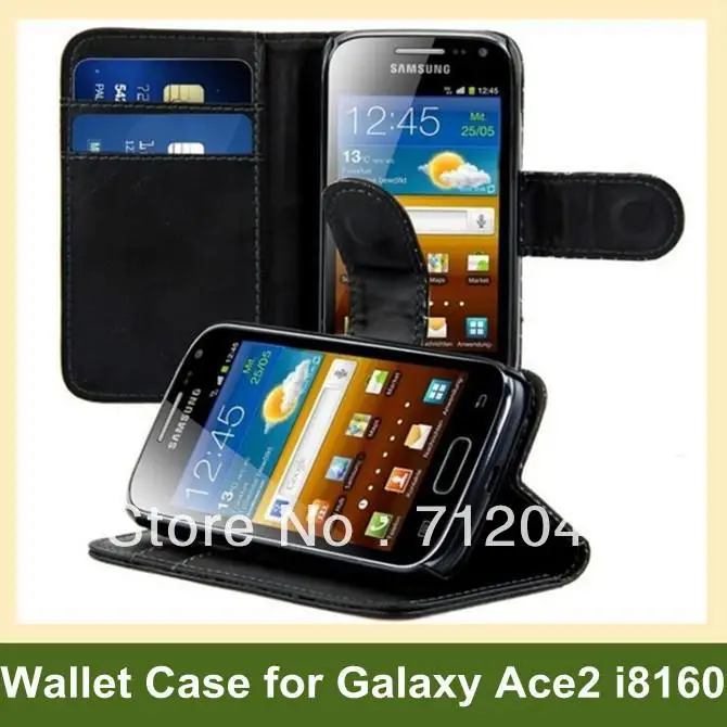 Черный белый чехол-кошелек из искусственной кожи для Galaxy Ace 2 складной