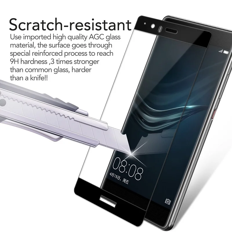 Bbsw для Huawei p9 2.5D полное покрытие 9 H закаленное Стекло Экран протектор Плёнки Ascend P9
