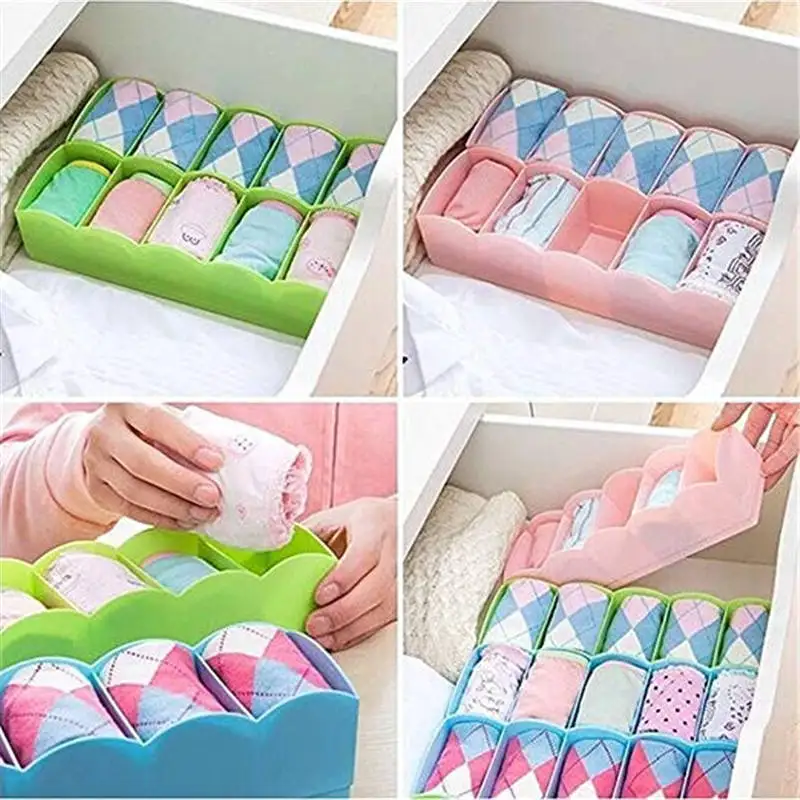 Plastic Multifunction 5 Grids Underwear Socks Bra Ties Organizer Desktop Drawer Clothing Storage Box Cabinet | Дом и сад